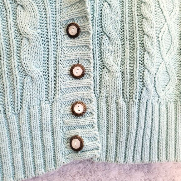 Vintage Hunters Run Cardigan Sweater Womens Large Blue Cable Knit Academia - Picture 3 of 10
